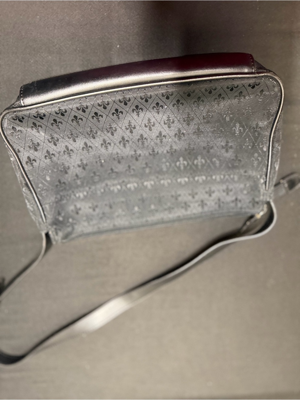 Black Fleur-Pattern Crossbody Bag